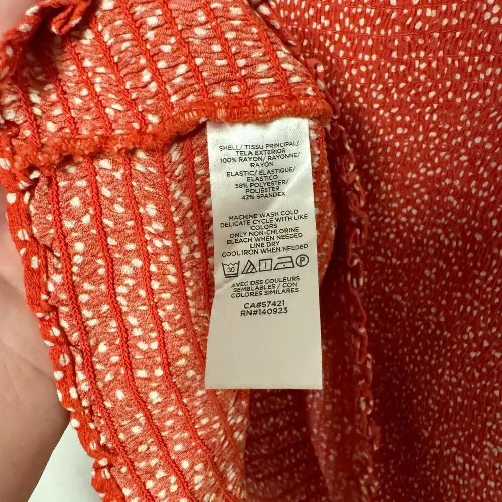 NWT LOFT Polka Dot Smocked Puff Sleeve Blouse Top - Summer Square Neck
